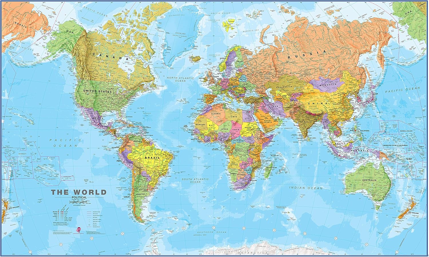 Amazon.com: Maps International Giant World Map Poster – Mega-Map of The World – Front Lamination - 48 x 78 : Office Products