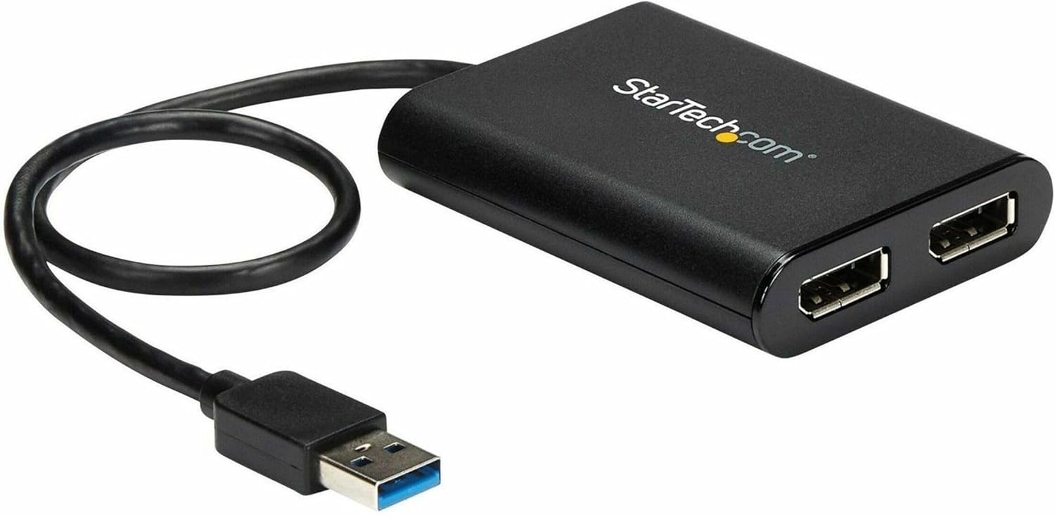 Amazon.com: StarTech.com USB 3.0 to Dual DisplayPort Adapter 4K 60Hz, DisplayLink Certified, Video Converter with External Graphics Card - Mac & PC (USB32DP24K60), Black : Electronics