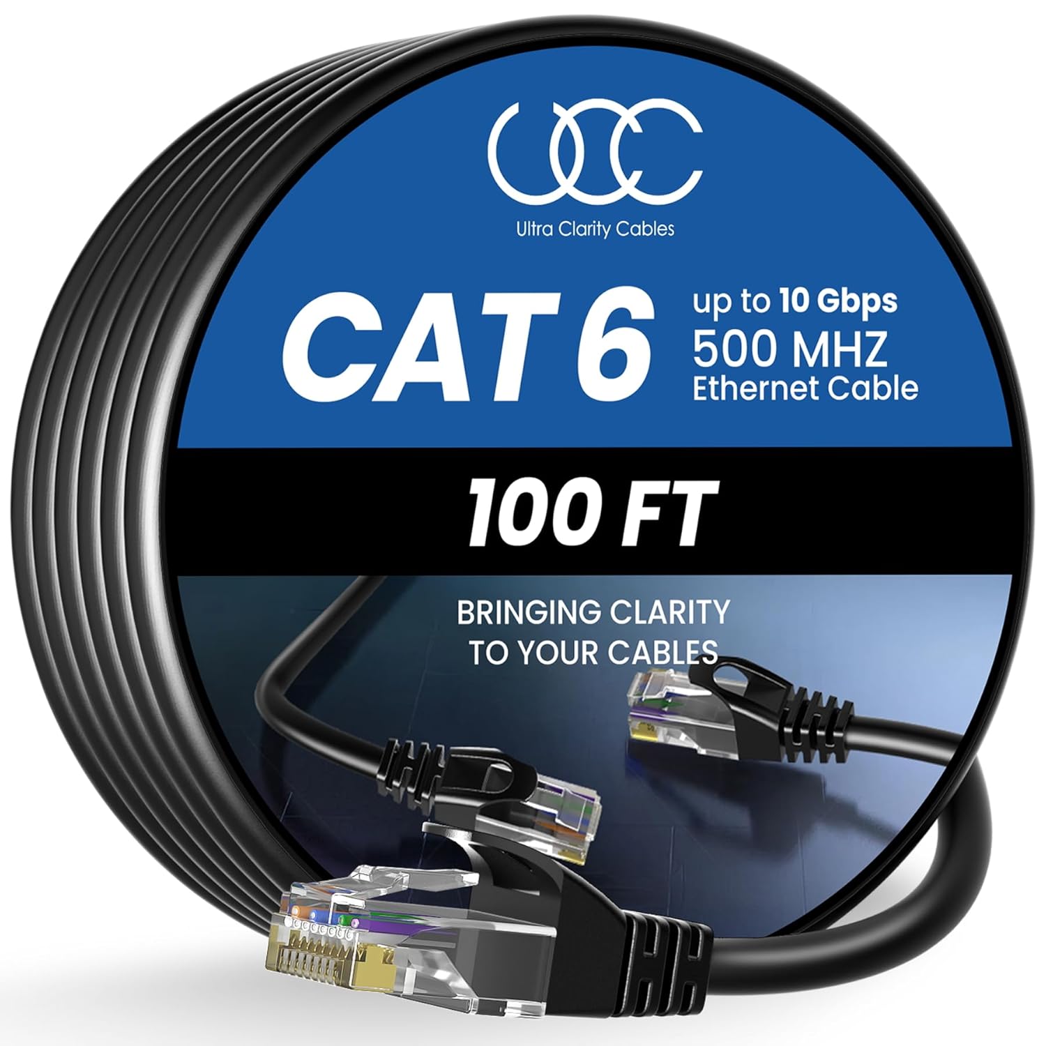 Amazon.com: Ultra Clarity Cables Cat 6 Ethernet Cable 100 ft, Outdoor&Indoor 10Gbps Ethernet Cable, High Speed Cat6 Cable RJ45 LAN Internet Cable for Computer, Router, Modem, PS4/5, Xbox, Gaming - Black : Electronics