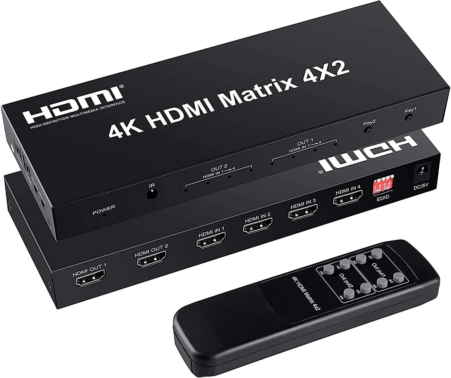 Amazon.com: 4K HDMI Switch Splitter 4 in 2 Out, AuviPal 4x2 HDMI Matrix Switch with Audio Output Ports (Optical + 3.5mm Stereo) Support Ultra HD 4K x 2K, 3D 1080P with EDID Management and IR Remote : Electronics