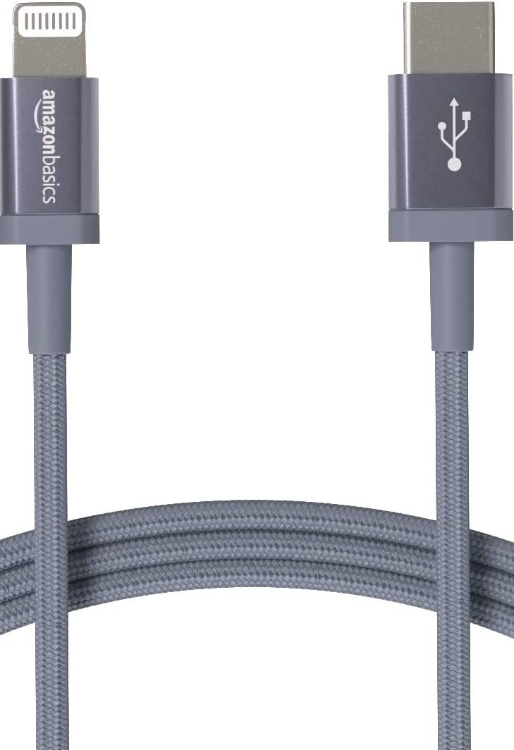 Amazon.com: Amazon Basics USB-C to Lightning Cable, MFi Certified Charger with Power Delivery, Nylon Braided Cord for Apple iPhone 14 13 12 11 X Xs Pro, Pro Max, Plus, iPad, 6 Foot, Dark Gray : Electronics