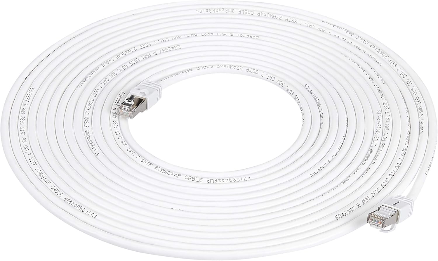 Amazon.com: Amazon Basics RJ45 Cat 7 Ethernet Patch Internet Cable, 10 Gbps High-Speed, 600MHz, Double-Shielded, 50 Foot, White : Electronics