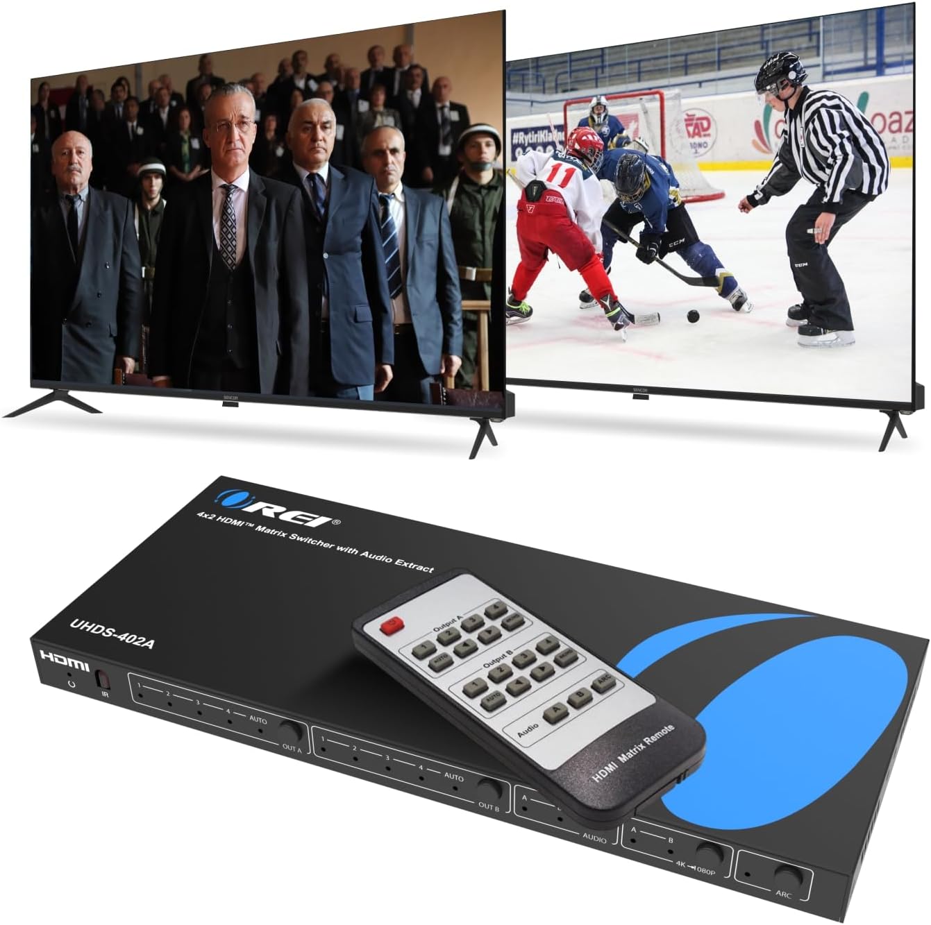 Amazon.com: OREI 4K HDMI Matrix Switch 4 X 2, Switcher 18G UltraHD with Arc Supports Upto 4K @ 60Hz & 1080P IR Audio Extractor Arc EDID HDCP 2.- Remote Control - Full Matrix Selection : Electronics