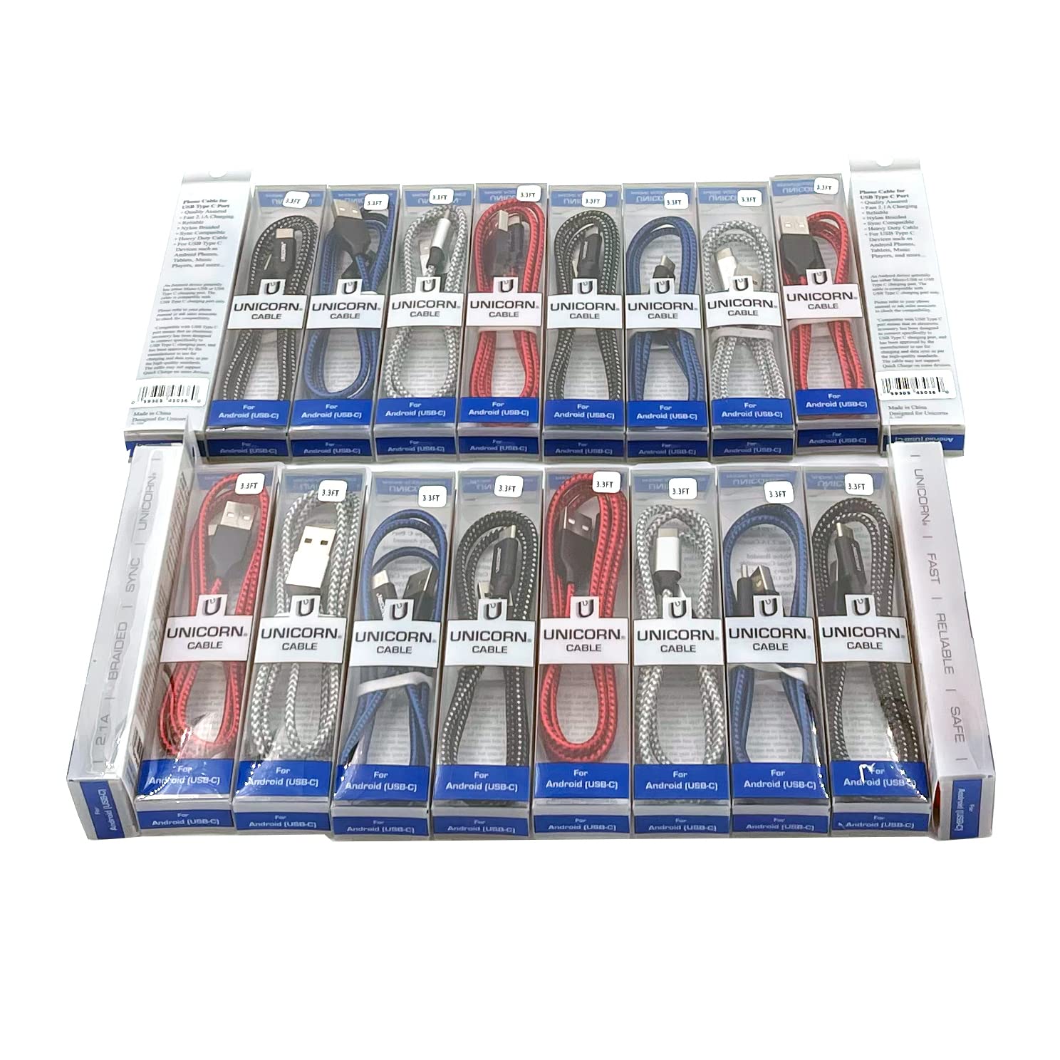 Amazon.com: (50-Pack) USB-C Charging Cables (USB-A to USB Type C) - Nylon Braided - 1m/3.3ft - Compatible with iPhone Series 15 and Later, Android Phones – Wholesale Bulk Chargers by Unicorn : Electronics