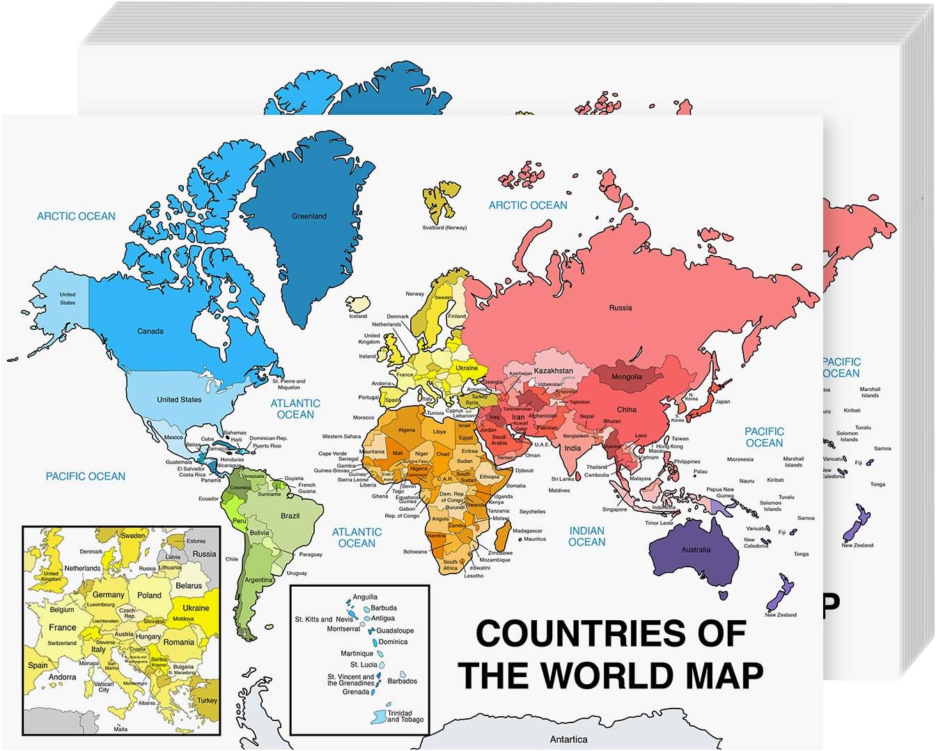 Amazon.com : Educational World Map – Global Geography Map Wall Poster | Great Learning Tool for Kids and Adults | 80lb Cardstock (216gsm) | 8.5" x 11” | 10 per Pack : Office Products
