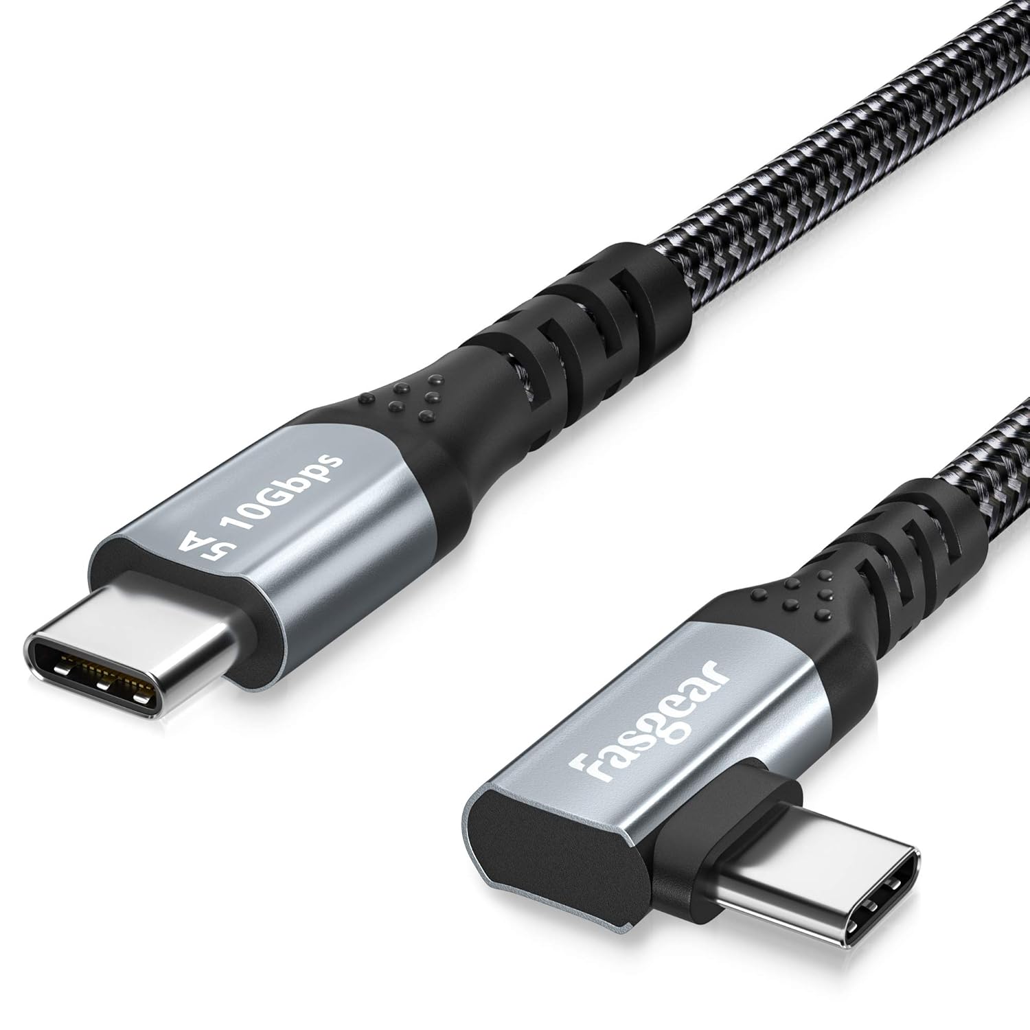 Amazon.com: Fasgear USB-C to USB C Cable 100W Power Delivery 3ft 90 Degree Type C 3.1 Gen 2 Cord 10Gbps Data Sync 5A PD Fast Charge Cord with E-Marker Chip Compatible for MacBook,Pixelbook,Galaxy S20,SSD (Black) : Electronics