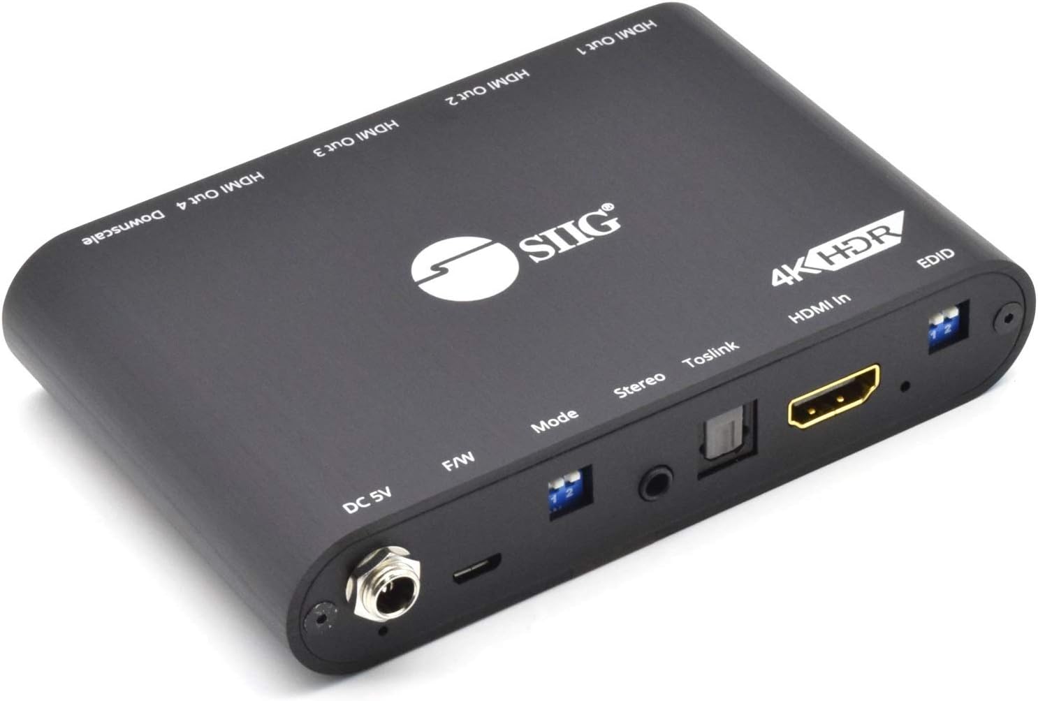 Amazon.com: SIIG 1x4 HDMI Splitter with EDID, Audio Extractor to Toslink, HDR to SDR Conversion,Video Downscaling,4K60 HDR,HDCP Bypass,Digital/PCM 7.1 Audio, TAA Compliant CE-H26911-S1 : Electronics