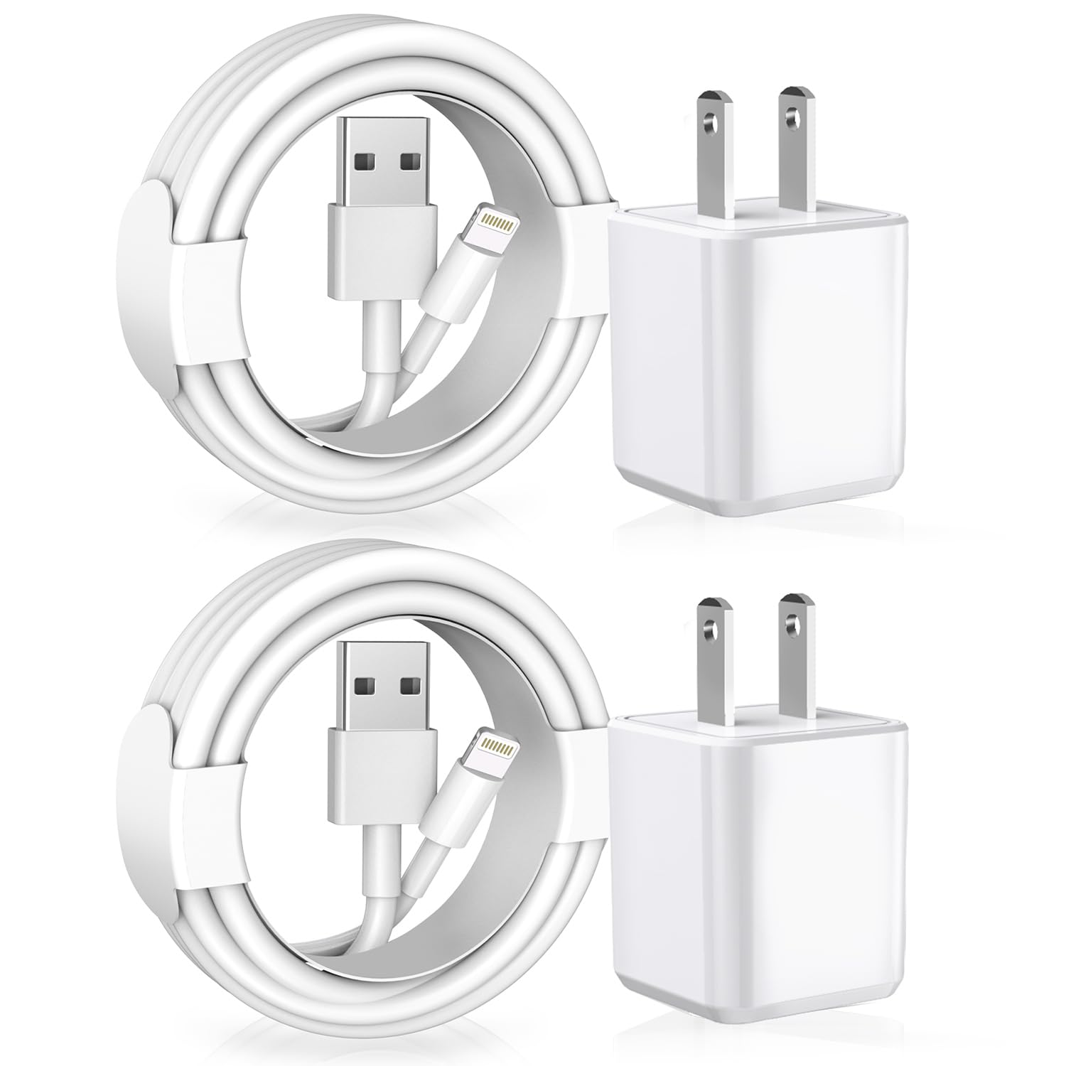 Amazon.com: [Apple MFi Certified] iPhone Charger, 2Pack Lightning Cable Apple Charging Cords &Fast Quick USB Wall Charger Travel Block Plug Adapter for iPhone 14/13/12/11 Pro/11/X/XS MAX/XR/8/7/6s/6 Plus/AirPods : Cell Phones & Accessories