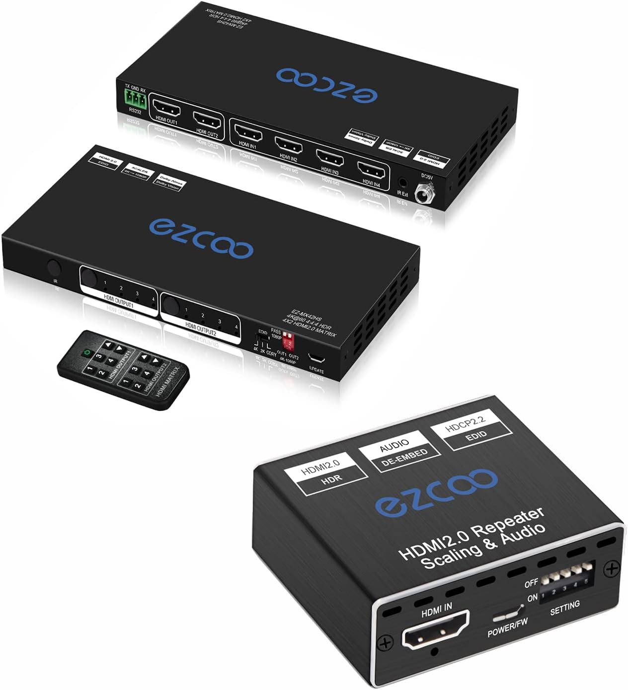 Amazon.com: 4K60Hz 4:4:4 HDR10 Atmos HDMI Matrix 4x2 with HDMI Audio Extractor SPDIF Optical Toslink 5.1CH Stereo Audio Breakout CEC EDID Dip Switch for Game PS5 Movie TV Bar Office : Electronics