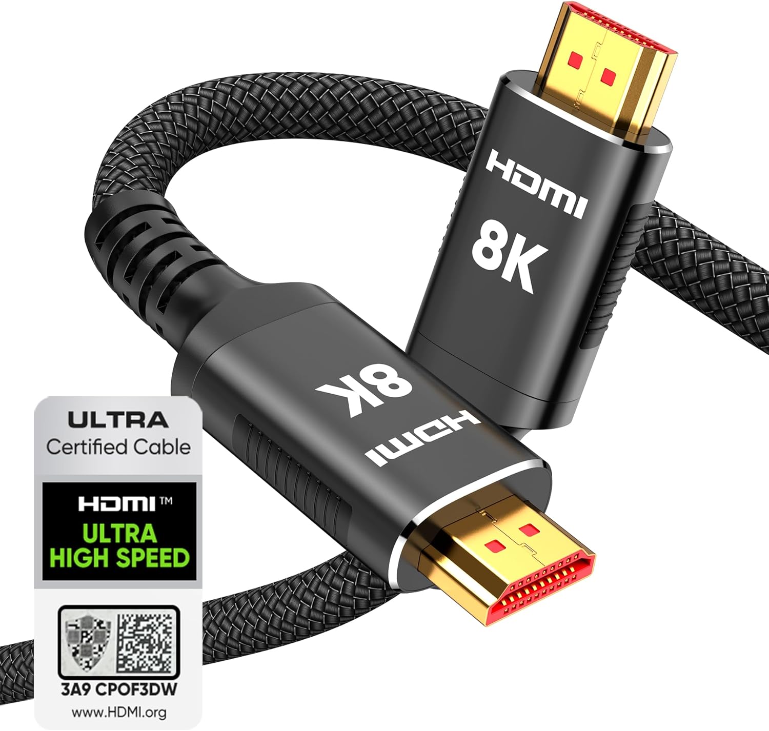 Amazon.com: Snowkids 8K Certified HDMI 2.1 Cable 10 ft, Non-Slip Nylon Braided, 48Gbps Ultra High-Speed HDMI Cables Cord, 10K 8K@60Hz, 4K@120Hz Compatible for TV/PS-5/X-box/Projector/Sound System & More : Electronics