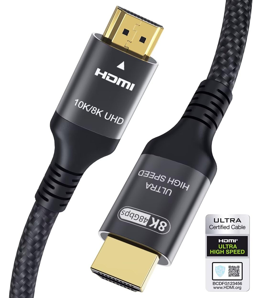 Amazon.com: Certified 10K 8K HDMI 2.1 Cable 1.5 FT, 48Gbps Ultra High Speed HDMI® Cord Ethernet CEC 4K 240Hz 165Hz 144Hz 120Hz 8K 60Hz eARC Netflix HDCP2.3 HDR10+ PC Laptop RTX5090 TV Monitor Projector X-box PS5 : Electronics