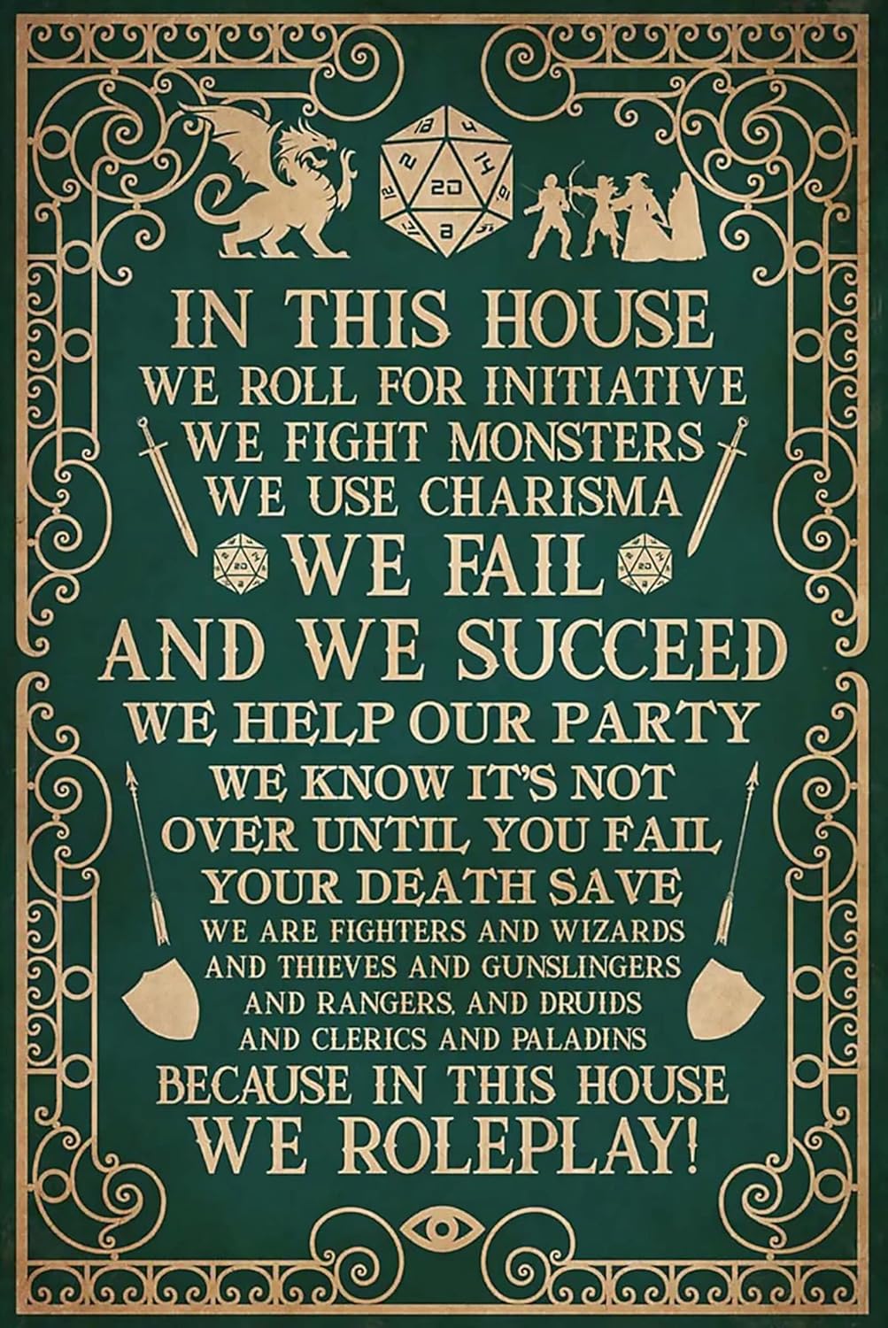 Amazon.com: CCDR Retro Vintage Metal Tin Sign In This House We Roleplay Metal Poster Cafe Restaurant Club Living Room Kitchen Home Art Wall Decoration Plaque 8x12 Inch: Posters & Prints