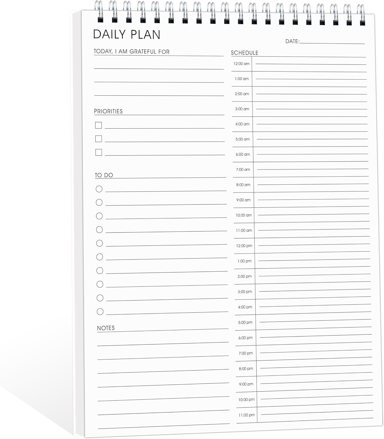 Amazon.com : 24 Hour Daily Planner with To Do List for Work & Personal Life,105 Days Undated Daily Task Planner with Hourly Schedule, Priority & To Do List Organizer, Top Spiral Bound Daily Planning Pad for Home Office Use,Student,Housewife, No Bleed Everyday Planner, 6.5 x 10 : Office Products