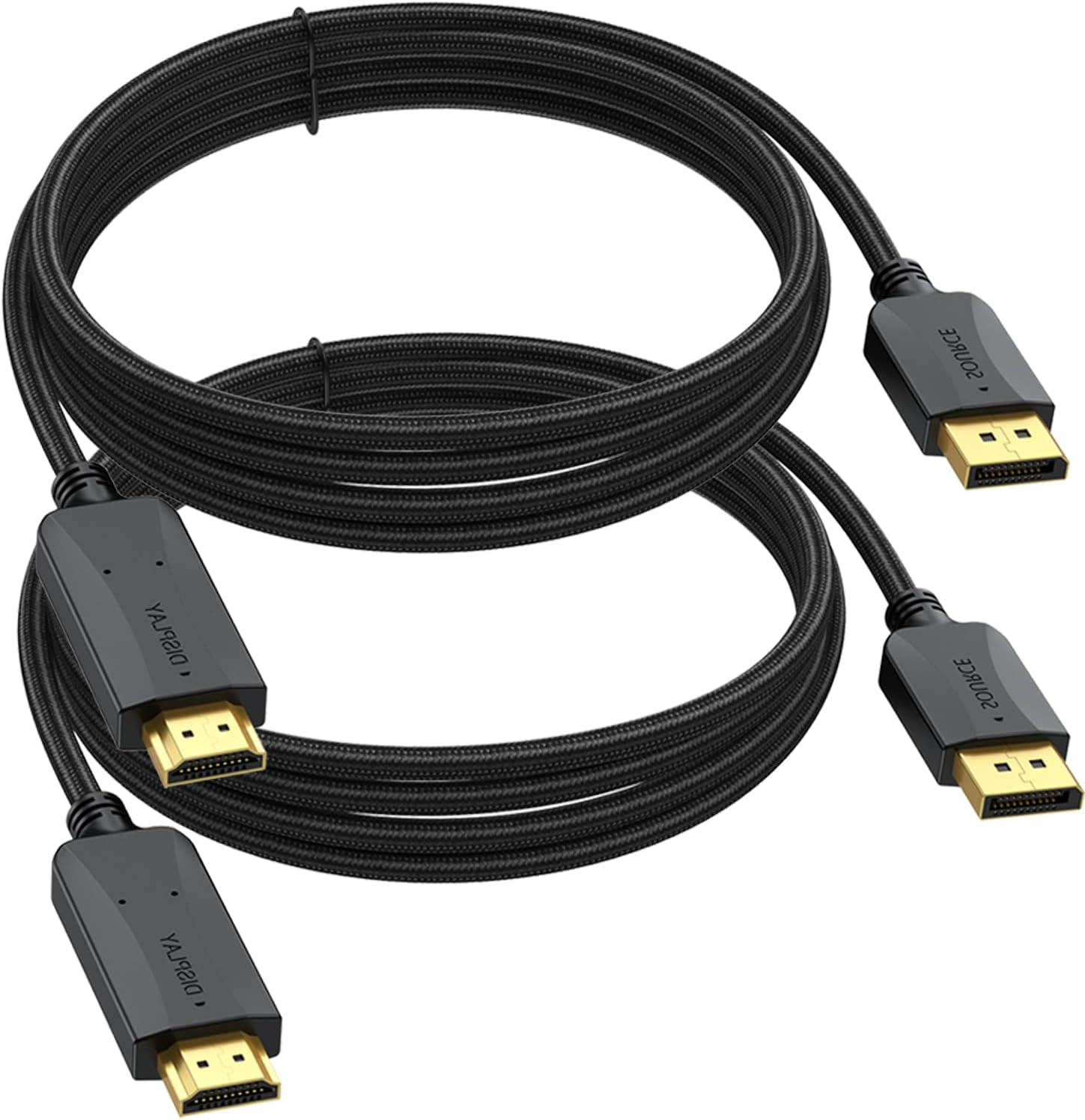 Amazon.com: DisplayPort to HDMI Cable 10 feet 2-Pack, 4K Display Port DP to HDMI HDTV Cord Adapter Male to Male(3840*2160,1920*1080) for Audio &Video for TV, Computer, Monitor, Projector and More-Black Braided : Electronics