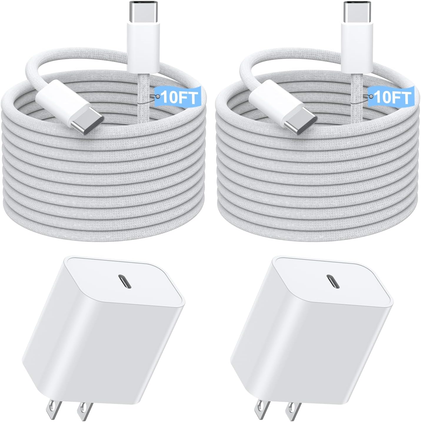 Amazon.com: Fast Charging iPhone 17 16 15 Charger,2Pack 10 FT Long USB C Charger woven Cord with 20W USBC Fast Charger Block for iPhone 17/17 Air/17 Pro/17 Pro Max/16/16 Pro/16 Pro Max/15/15 Pro Max/Plus/iPad Pro : Cell Phones & Accessories