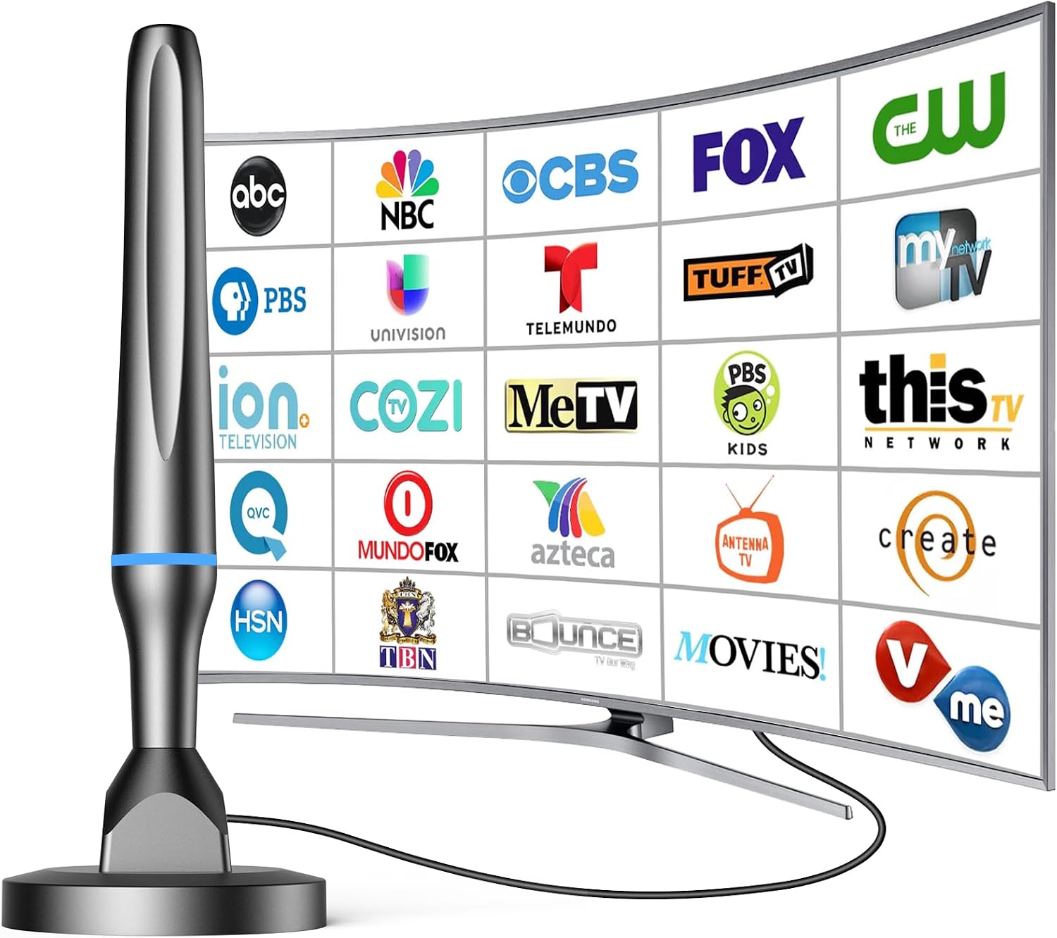 Amazon.com: Antenă TV Digitală pentru Smart TV Interior, Antenă TV pentru TV Fără Cablu cu Bază Magnetică Puternică, Recepție 360° Antene HDTV Interior 4K - Cablu Lung 10FT (Portocaliu Închis)