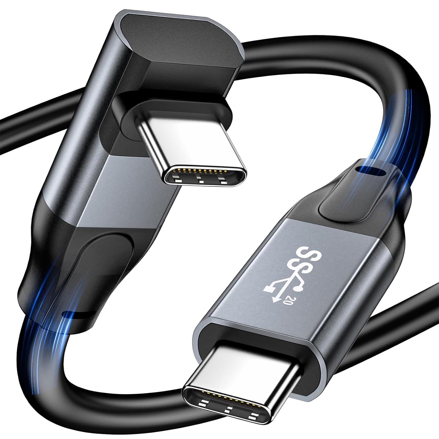 Amazon.com: USB C Cable 90 Degree, 20Gbps USB C Data Transfer 100W Fast Charging 4K@144Hz/60Hz 8K@30Hz Video Cable Right Angle Type-C 3.2 Gen 2x2 Compatible with Samsung S23 Thunderbolt 4/3 MacBook iPad : Electronics