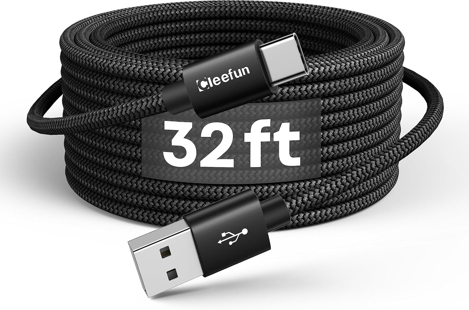 Amazon.com: CLEEFUN Extra Long USB C Cable, 32ft / 10M, USB to USB C Power Cable - 32 Foot Type C Charging Cord (No Data) for USB-C Phone, Tablet, PS5, Switch & More, Nylon Braided : Electronics