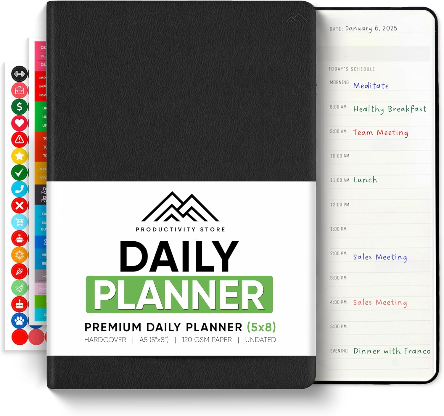 Amazon.com : Daily Planner 2026 (5" x 8") - The Ultimate Daily Workflow Planner with Hourly Schedule & Task List to Achieve Your Goals by PRODUCTIVITY STORE (A5, Black) : Office Products
