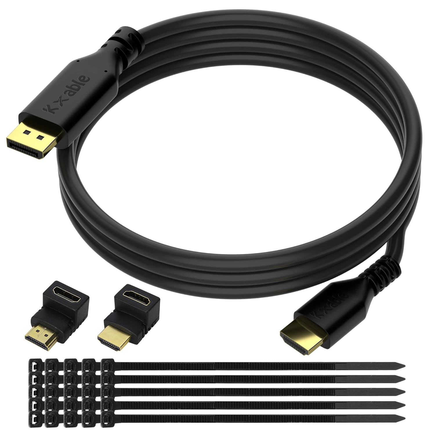 Amazon.com: 4K DisplayPort to HDMI Cable 4 FT, DP to HDMI Male Video UHD Cable, Uni-Directional Cord, for PC, Desktop, Graphics Card to HDTV, Monitor, Projector, with 2 HDMI Angle Adapters and 25 Zip Ties-Black : Electronics
