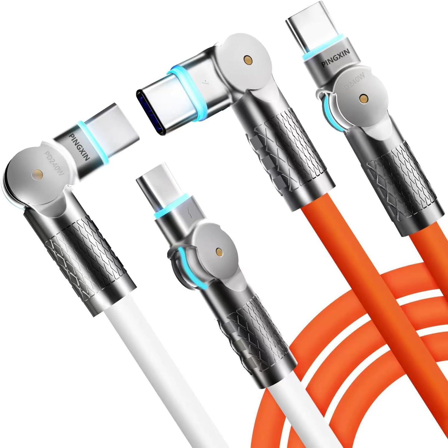 Amazon.com: PINGXIN 140W USB C to USB C Charger Cable [2-Pack 6.6FT], Type C Fast Charging Cable Compatible with MacBook Pro, iPad Pro Air, iPhone 16/16 Plus/16 Pro Max, Galaxy S23+/S23 Ultra, Orange+White… : Electronics