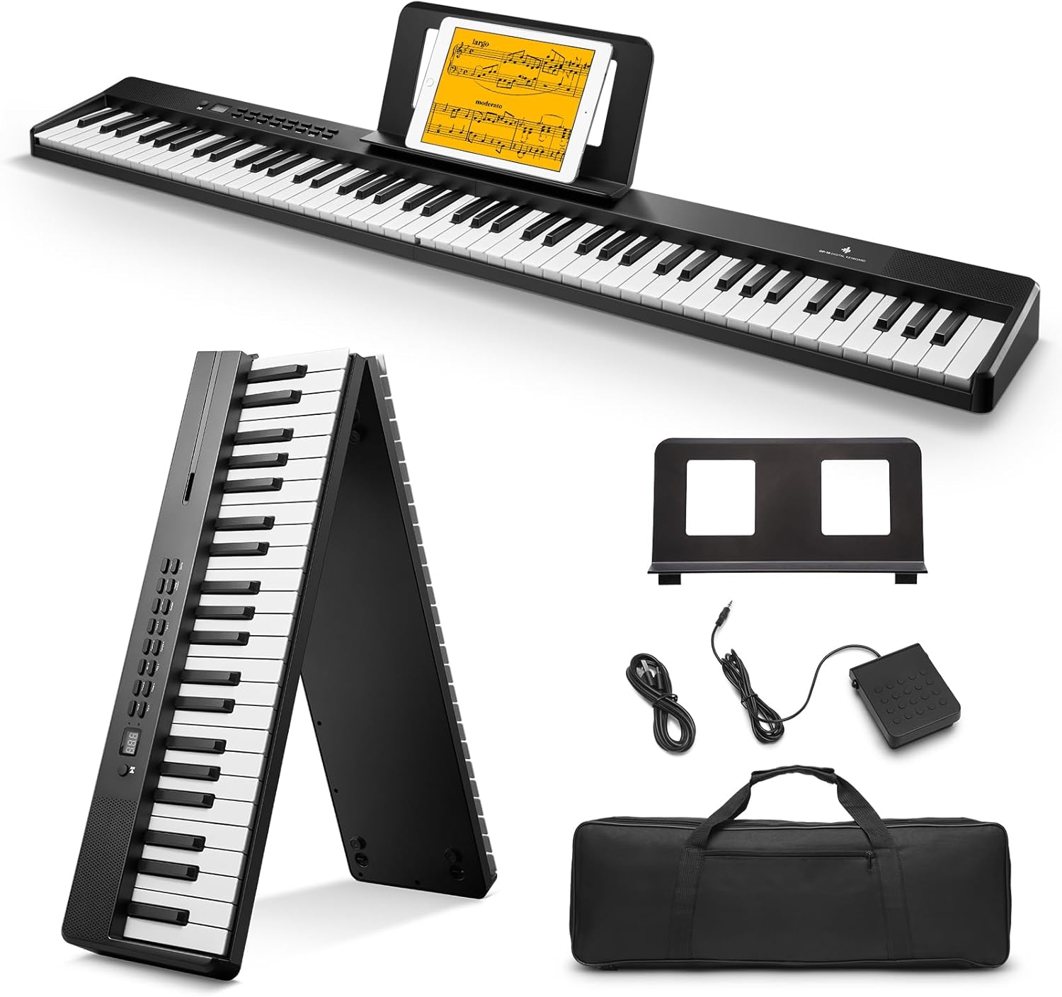 Amazon.com: Donner DP-10 Portable Piano Keyboard 88 Keys for Beginner, Bluetooth Foldable Piano Keyboard with 128 Rhythms&Tones, Chord, Record, Drum Kit, Folding Digital Piano Bundle with Pedal, Piano Bag, Black : Musical Instruments