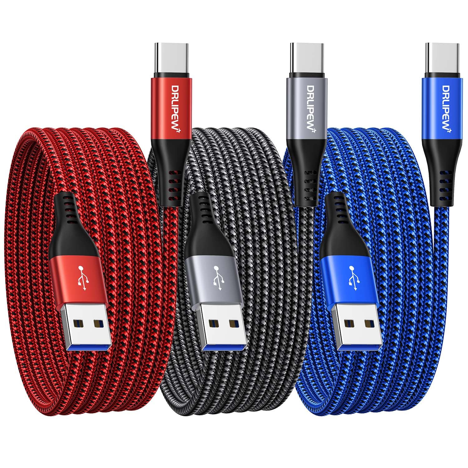 Amazon.com: USB C Cable 10 ft 3Pack, Extra Long USB A to USB C Cable 10ft Braided Type C Fast Charging Cord for Samsung Galaxy S20 S21 S22 S23 S24 Ultra 5G S10 S9, A20 A51 A52 A72, iPhone 15 Series, PS5, Switch : Electronics