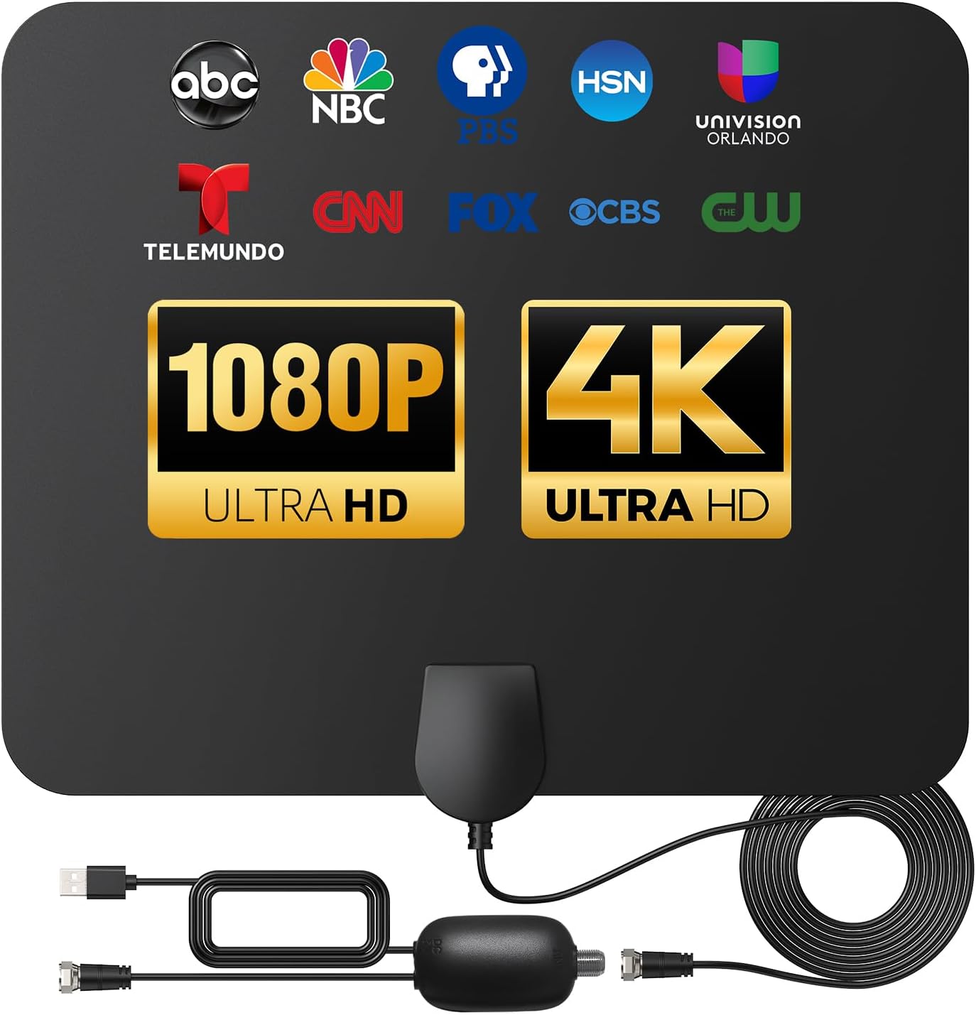 Amazon.com: Antenă TV DAANT pentru Interior cu Distanță Lungă, Suportă Recepție Semnal 4K 1080p pentru Smart TV cu Cablu Coaxial HDTV de 16 ft
