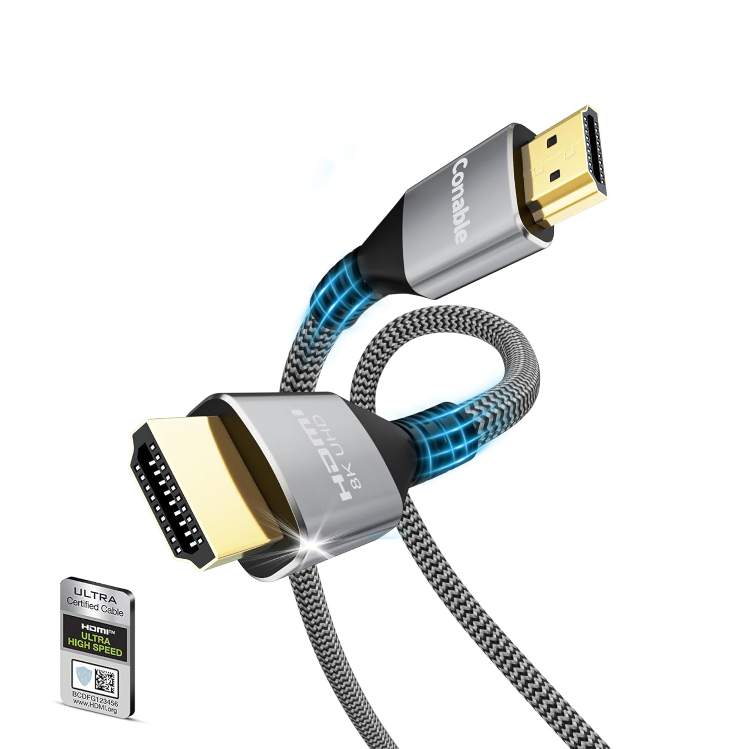 Amazon.com: 8K HDMI 2.1 Cable 2 FT, Real Certified 48Gbps Ultra High Speed HDMI® Cable, Braided Cord, Supports 10K 8K@60Hz 4K@120Hz, eARC, HDR 10, HDCP 2.2&2.3, Compatible with TV PS5 X-box Projector Monitor : Electronics