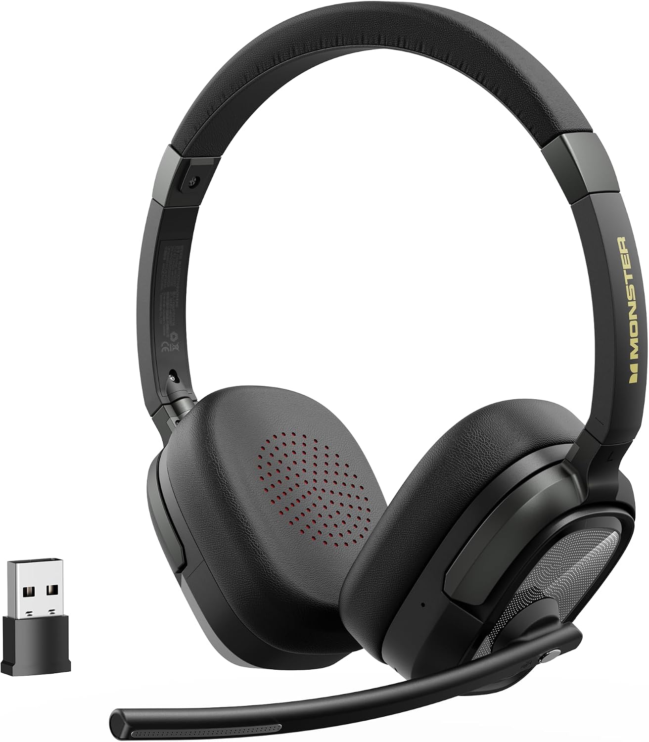 Amazon.com: Monster VoiceLink 200 Wireless Headset with Mic for Work, Bluetooth V5.4 Headphones with AI Noise Cancelling Mic & USB Dongle, 60H Playtime & Mic Mute for Computer/Laptop/PC/iPhone/Android : Electronics