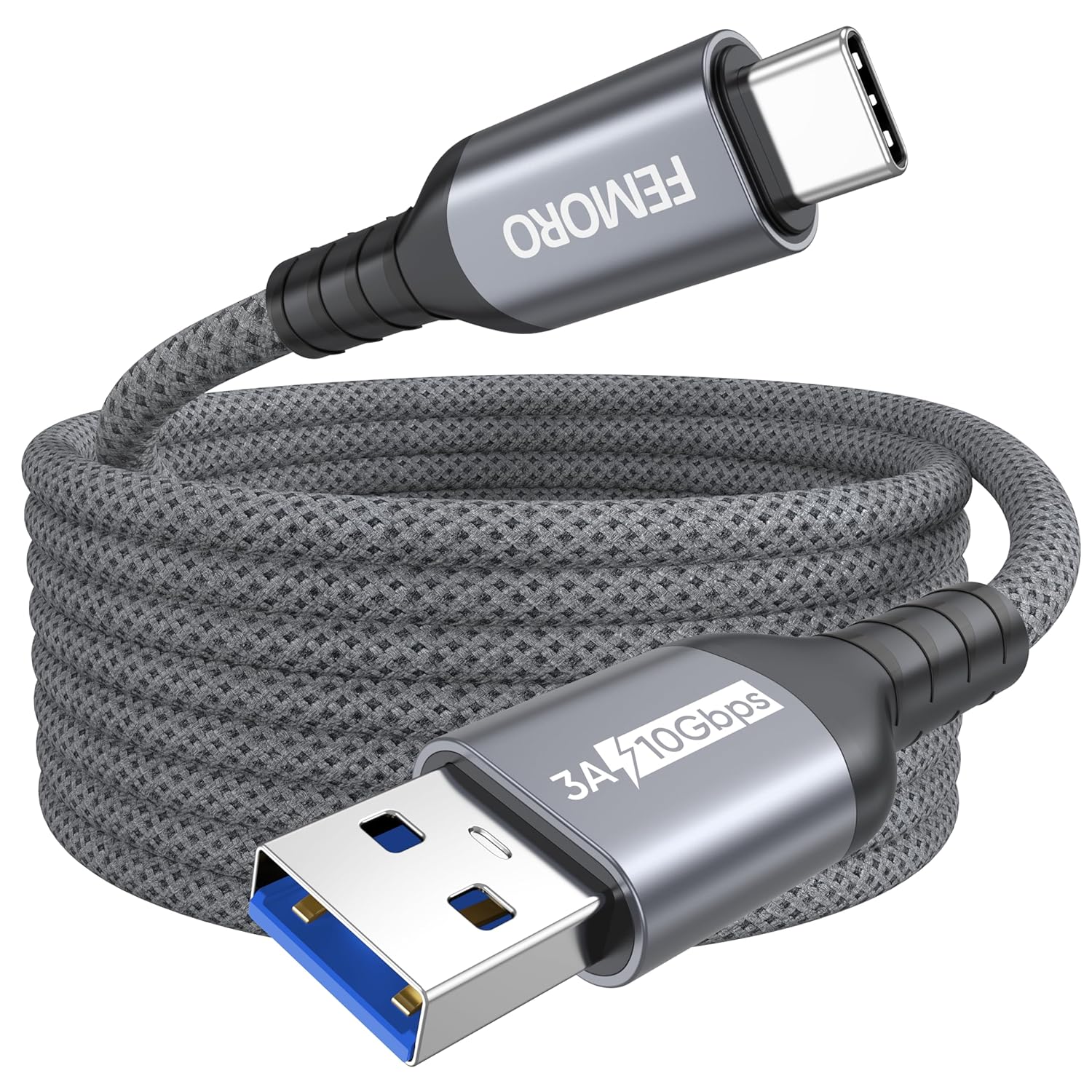Amazon.com: FEMORO USB C Data Cable 15ft Long, USB 3.2 Gen 2 A to Type-C 10Gbps High Speed Data Transfer & 3A Fast Charging Cord for Galaxy S26, iPhone 17, Xbox, PS5, Stream Deck, Webcam, PC and More : Electronics