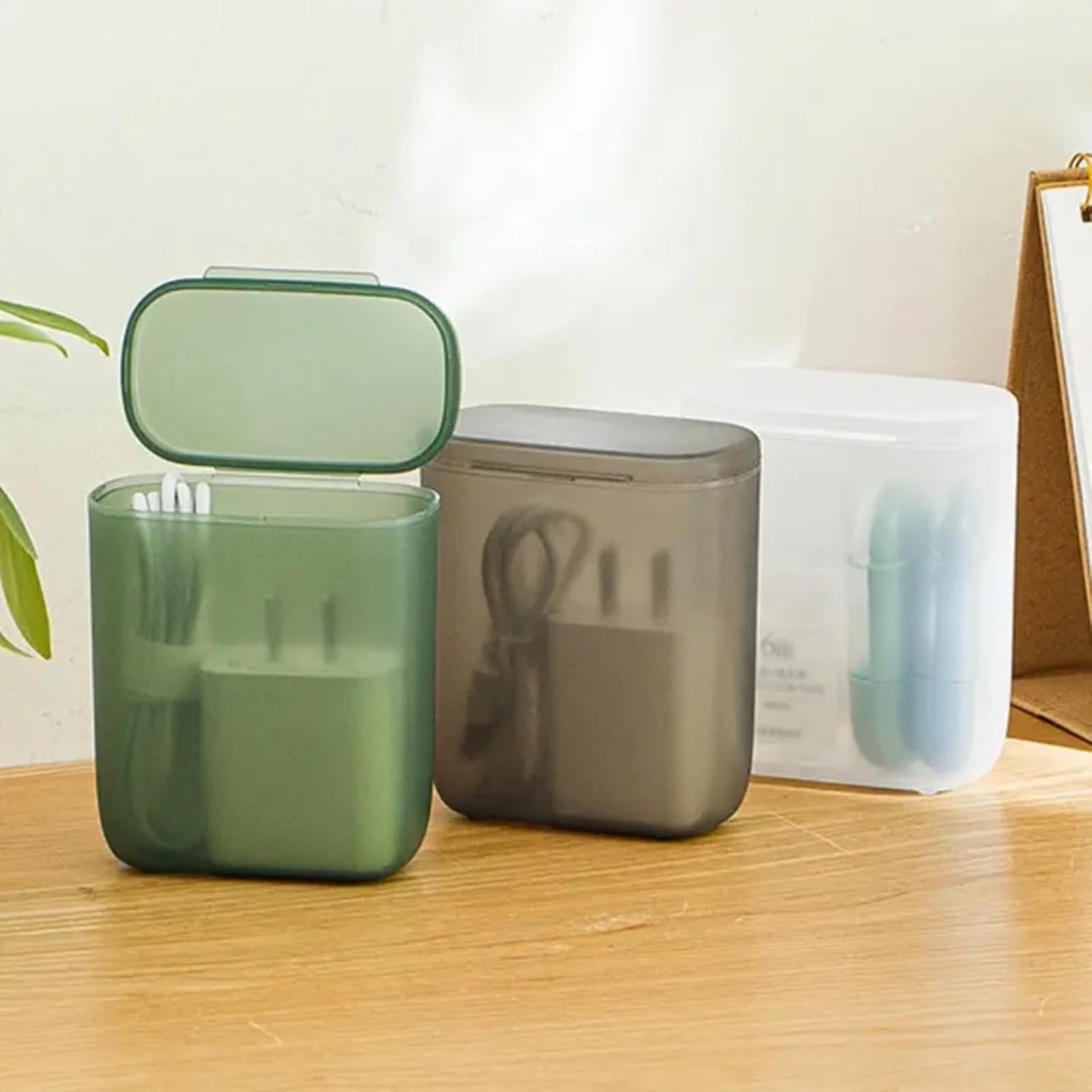 Amazon.com: 1Pc Portable Translucent Storage Box for Cables, Chargers & Accessories, Plastic Organizer with Lid for Home & Travel Use : Home & Kitchen