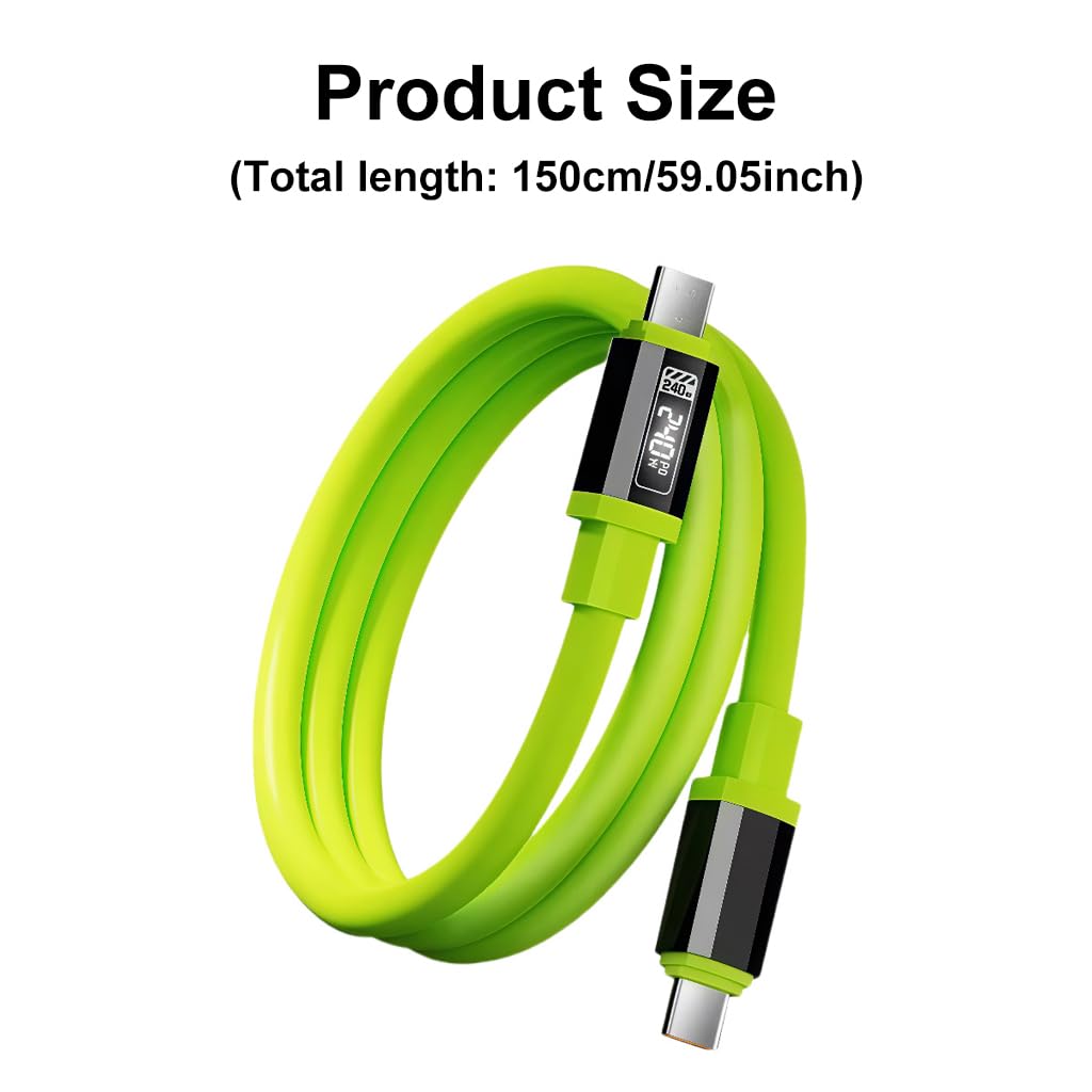 Amazon.com: USB C to USB C Cable 4.9ft Type-C 240W PD Fast Charging Cable with Digital Power Display Connectors for Home Office Commute Charging and Data Transfer, Green : Electronics