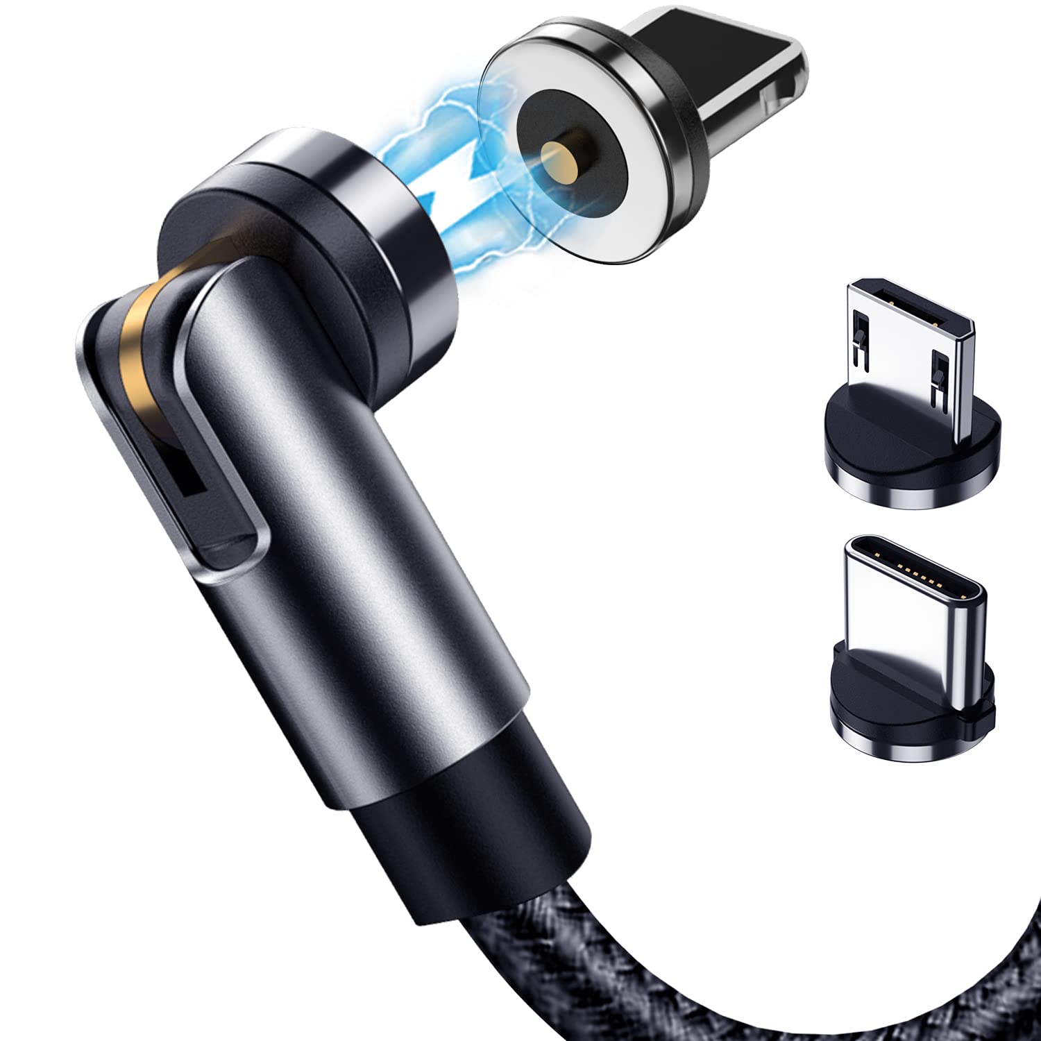 Amazon.com: 540-Degree Magnetic USB Cable with Swivel Connector: 3-in-1 Magnetic Charging Cable, Braided Magnetic USB Cable : Electronics